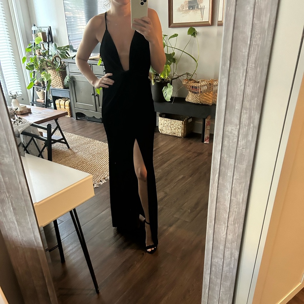 Revolve Superdown Aurora Deep V Maxi Dress in Black